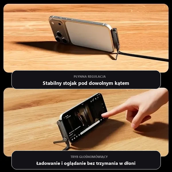 Wbudowany stojak pod telefon na biurku